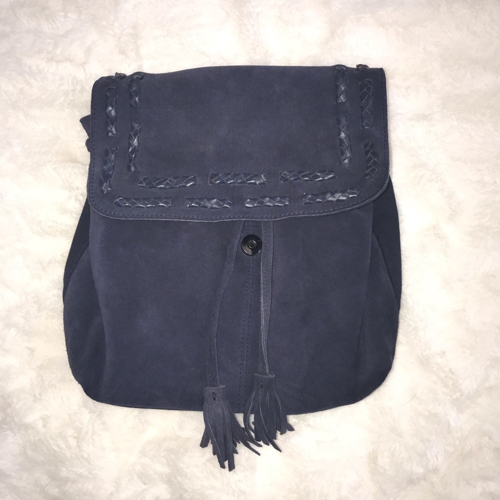BOHO Navy Suede Braided Backpack